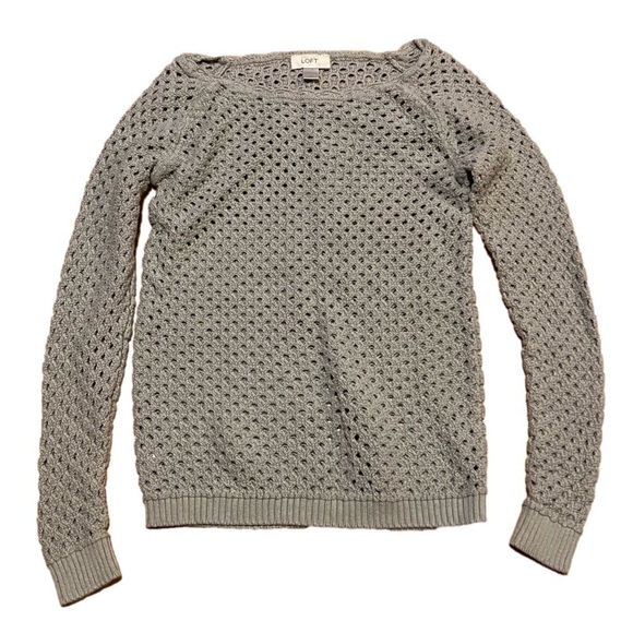 Loft Gray Netted Sweater Women’s (Sz XS) - Picture 1 of 10